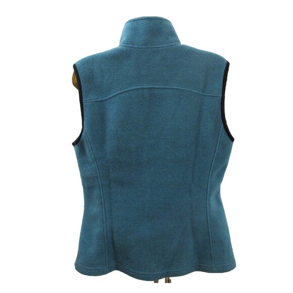 Eddie Bauer Polartec Fleece Vest Womens Sz Medium Full Zip Teal Blue Zip Pockets - Picture 2 of 6